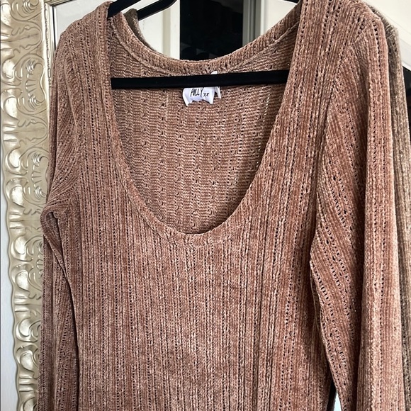 PRINCESS POLLY Soft Brown chenille scoop neck Long Sleeve Knit Dress L/XL - Picture 7 of 7